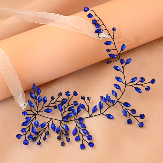 Blue Rhinestone Bridal Hair Vine – Bridella BHP21