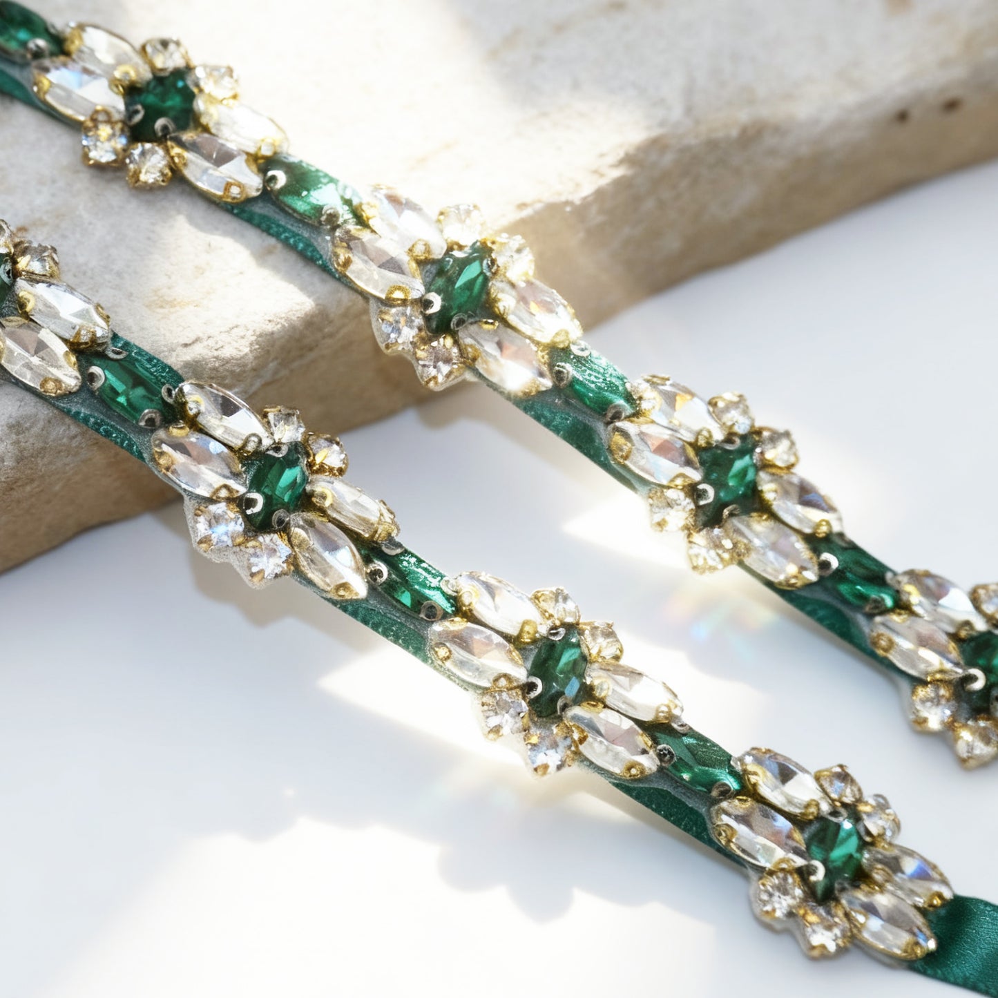 Green Rhinestone Bridal Belt Wedding Sash – Bridella BS333GKL