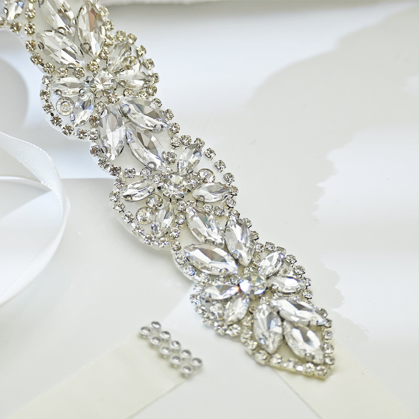 Ivory Rhinestone Belt -Bridella BS21