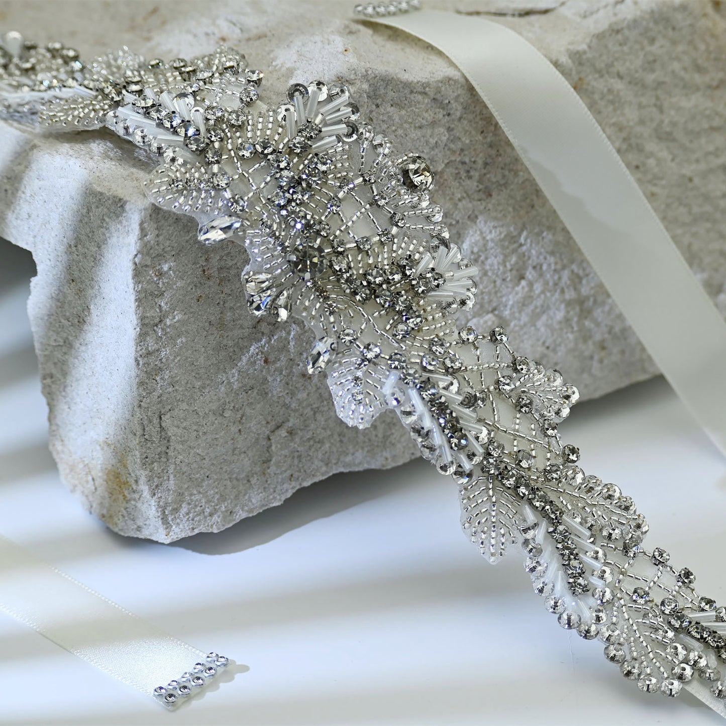 Bridella BS110 Off White Rhinestone Belt