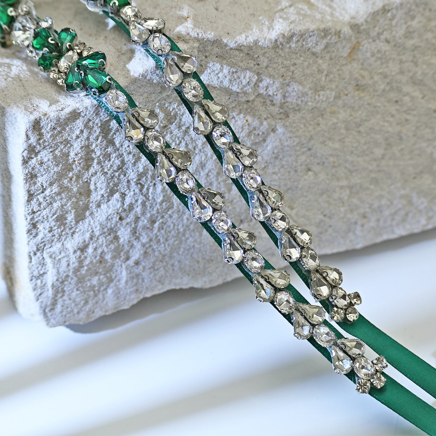 Green Rhinestone Bridal Belt Sash for Wedding - Bridella BS163KL