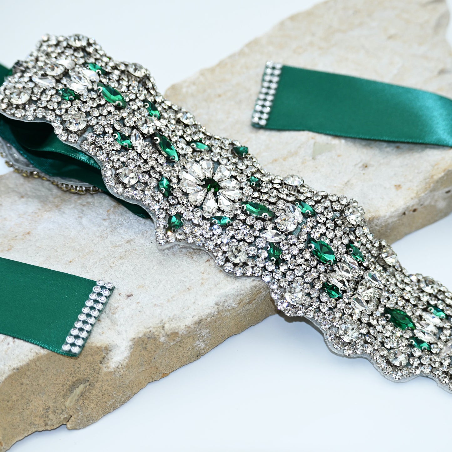 Green Rhinestone Bridal Belt Wedding Sash – Bridella BS233LKL
