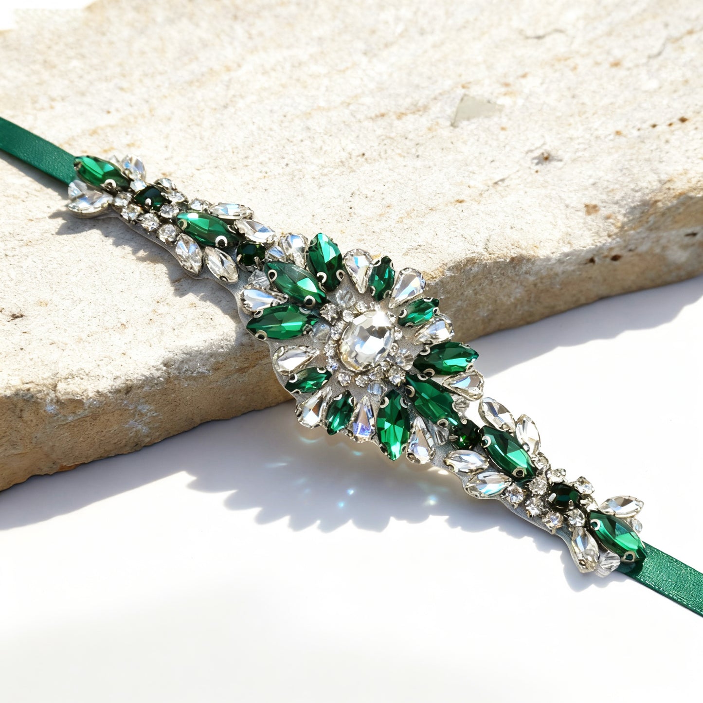Green Rhinestone Bridal Belt Wedding Sash – Bridella BS142KL