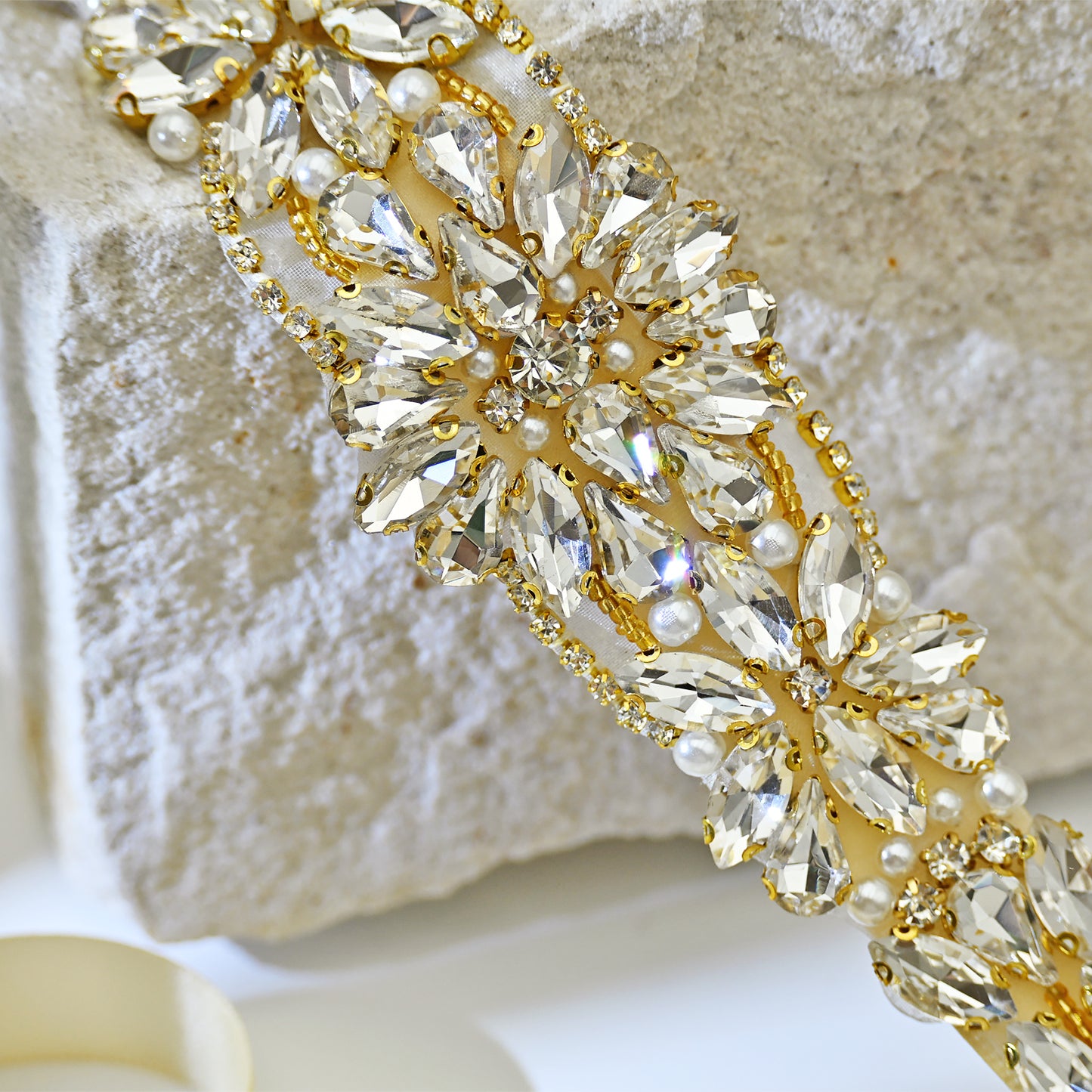 Ivory Rhinestone Bridal Sash Wedding Dress Belt – Bridella BS131-G