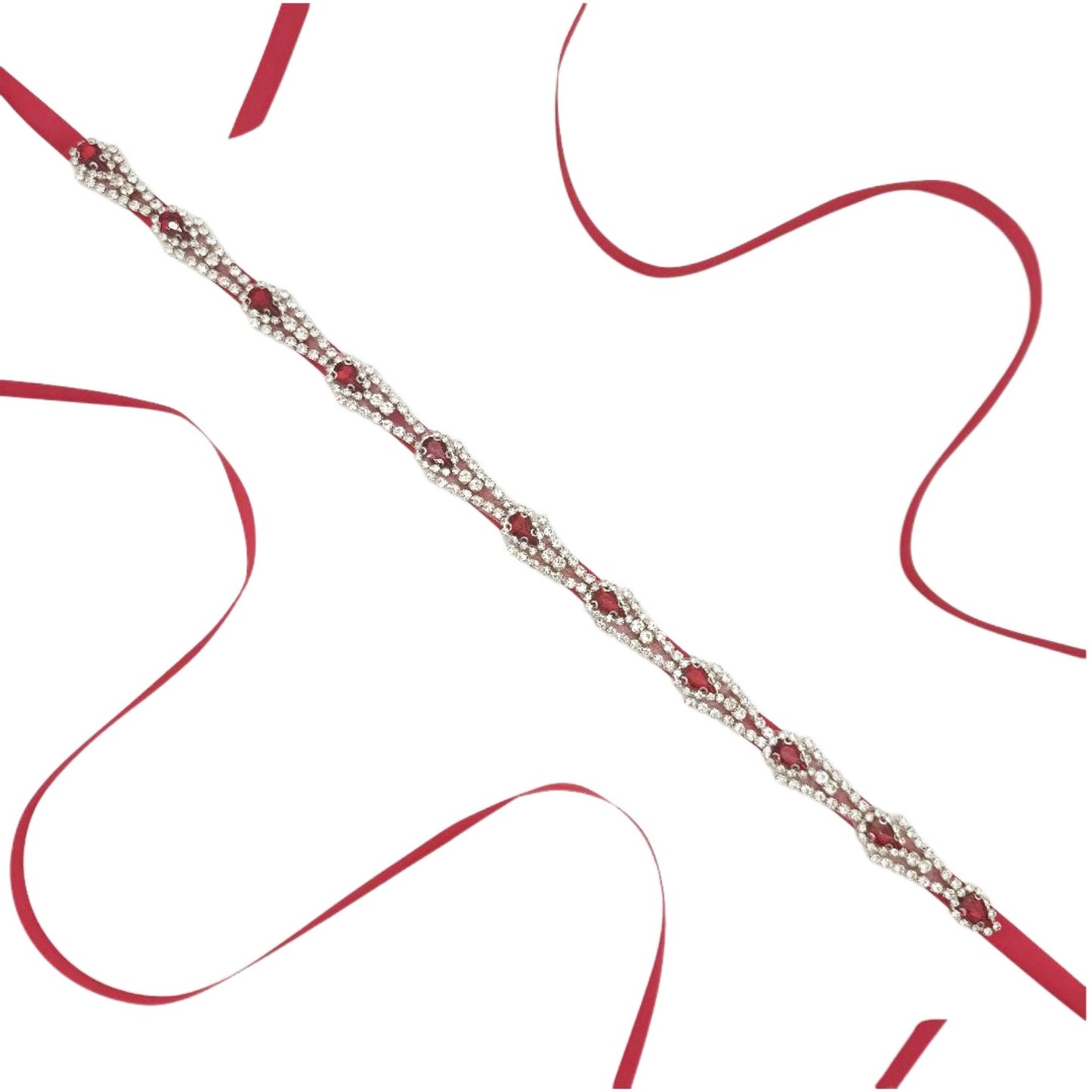 Red Rhinestone Belt - Bridella BS31R