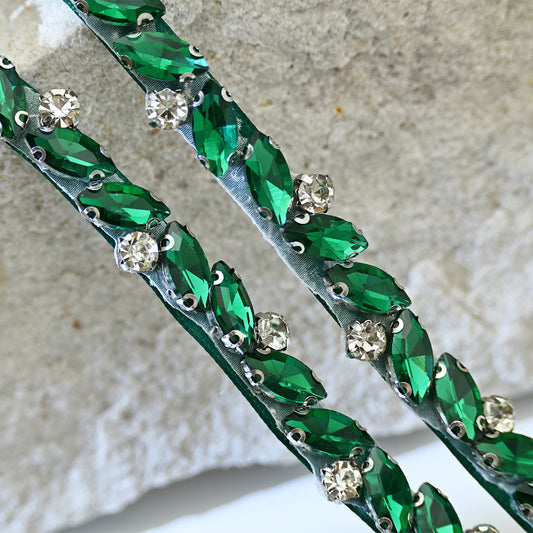 Green Rhinestone Bridal Belt Wedding Sash - Bridella BS149KL