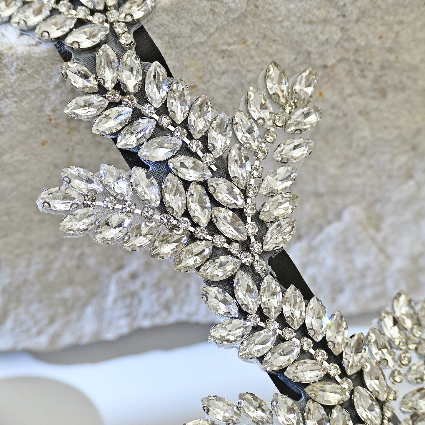 Crystal Leaf Silver Rhinestone Wedding Sash Forest & Garden Wedding Accessory - Bridella BS241