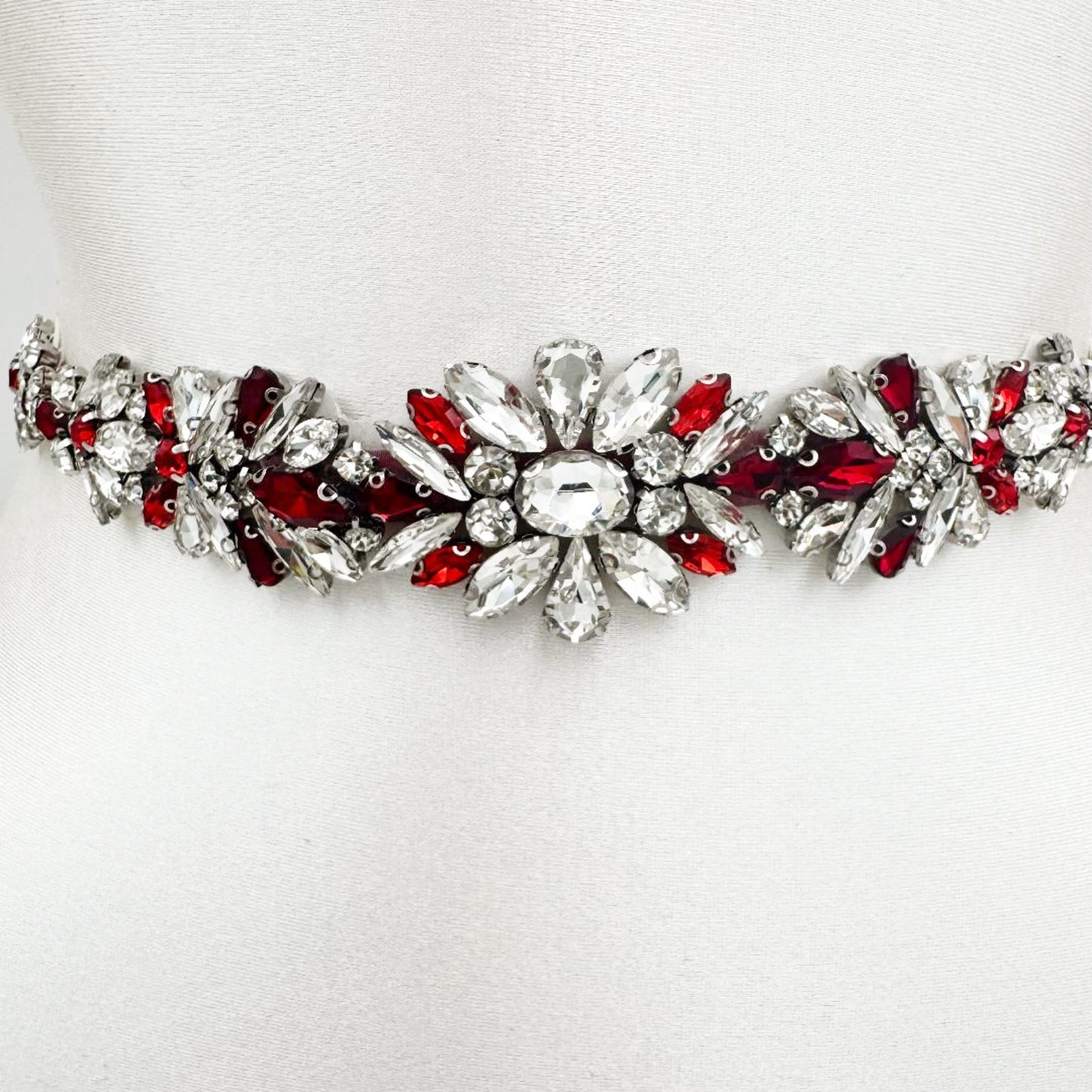 Burgundy Rhinestone Belt - Bridella BS122R