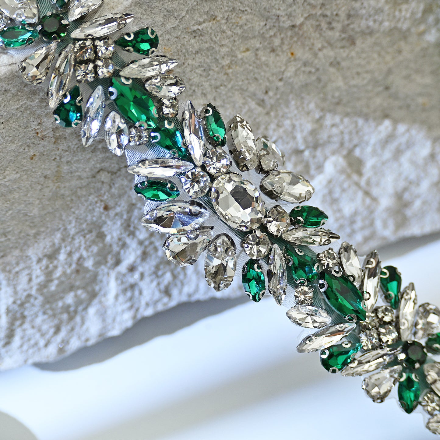 Green Rhinestone Bridal Belt Wedding Sash - Bridella BS122KL