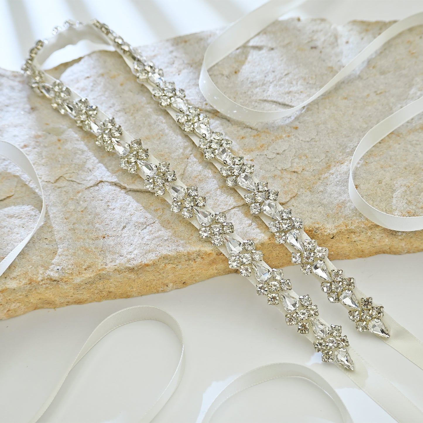 Silver Rhinestone Bridal Sash Wedding Dress Belt – Bridella BS129