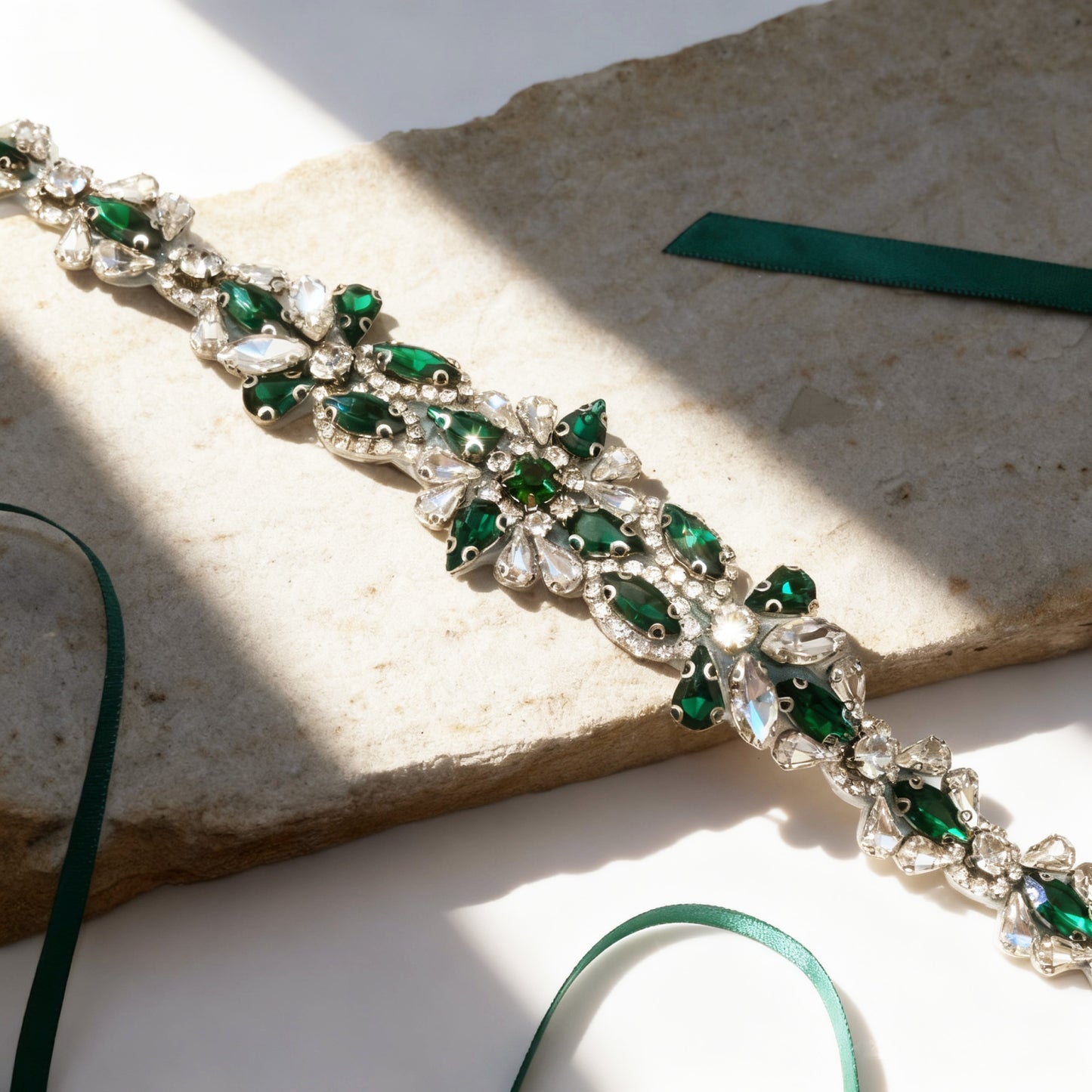 Emerald Green Rhinestone Bridal Sash Wedding Dress Belt – Bridella BS167KL