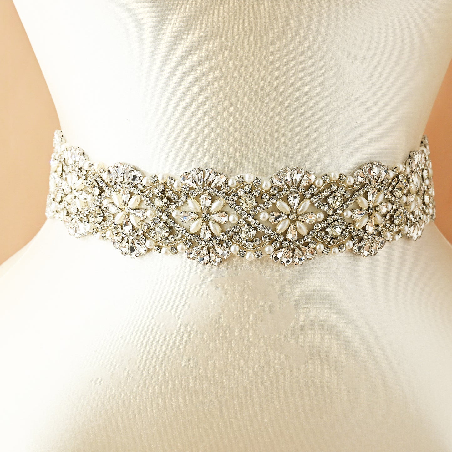 Beige Rhinestone Accessory - Bridella BS04B