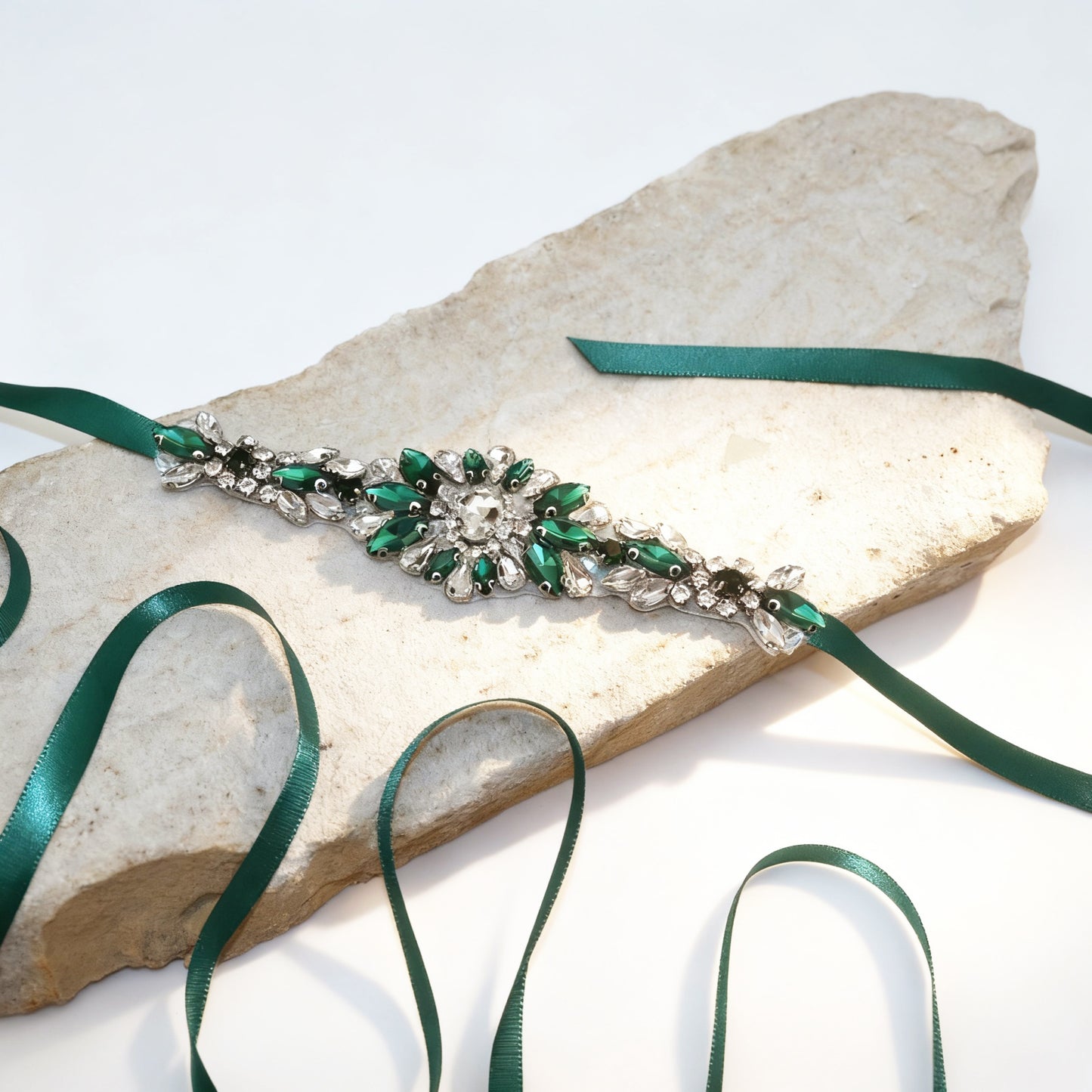 Green Rhinestone Bridal Belt Wedding Sash – Bridella BS142KL
