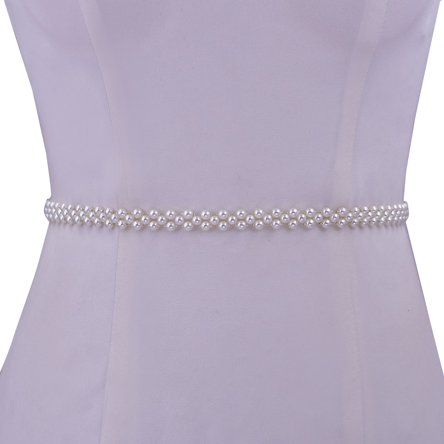 Ivory Pearl Beaded Bridal Belt Organza Sash - Bridella BS34-I