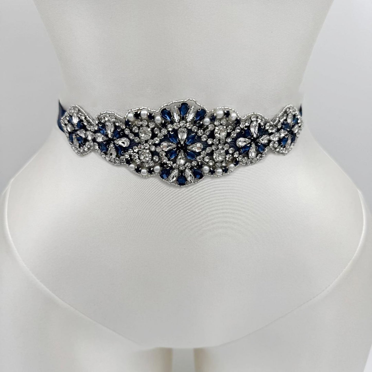 BS94ML navy rhinestone belt