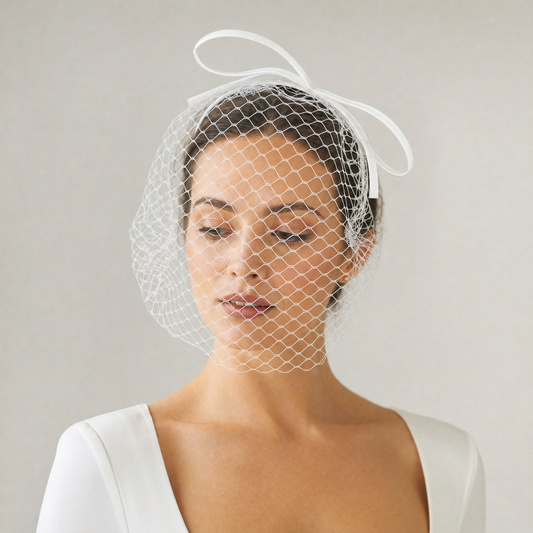 Bow Birdcage Bridal Veil Wedding Headband Veil - Bridella BMA23-W
