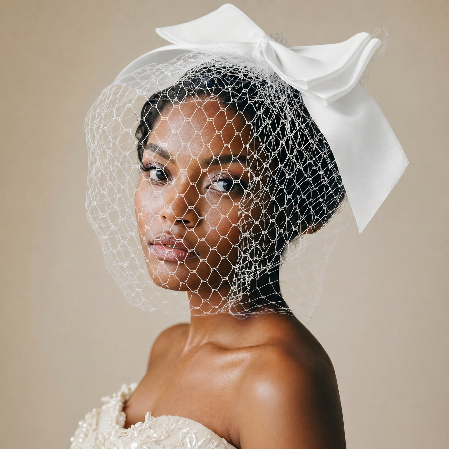 Hot Sale High Quality White Bowknot Mesh Veil Prom Party Hair Comb Veil Bridal Wedding Birdcage Veil - Bridella BVA03