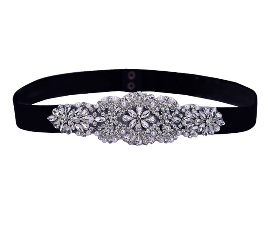 Rhinestone Elastic Belt Wide Luxury - Bridella BS394-B