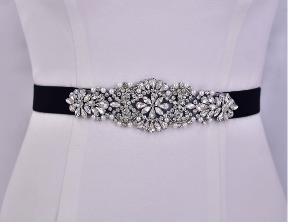 Rhinestone Elastic Belt Wide Luxury - Bridella BS394-B