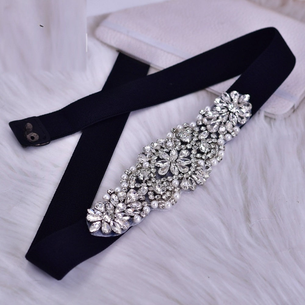 Rhinestone Elastic Belt Wide Luxury - Bridella BS394-B