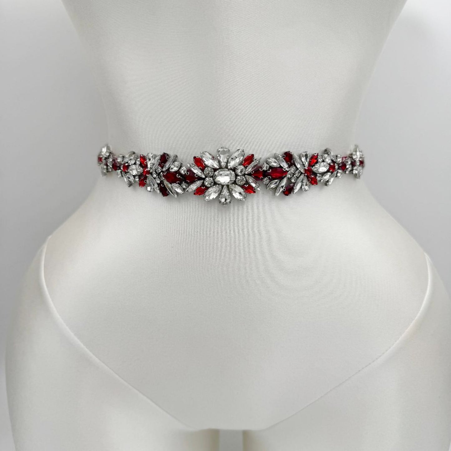 BS122R burgundy rhinestone belt