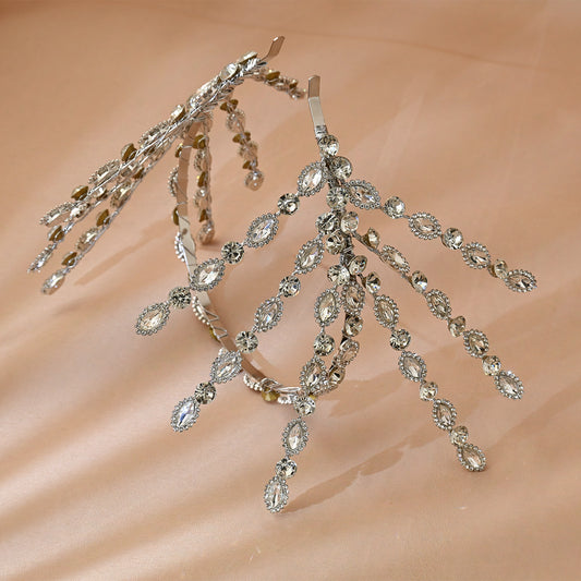 Silver Rhinestone Bridal Tiara Wedding Hair Crown - Bridella BHP533-S