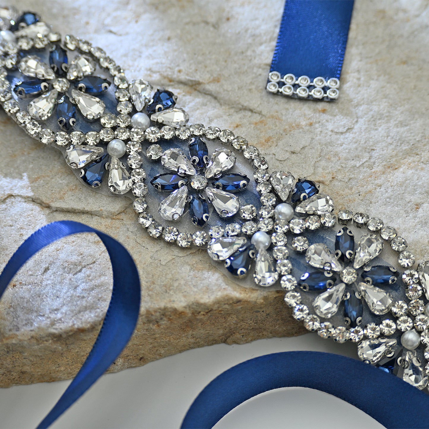 Bridella BS453ML Navy Rhinestone Belt