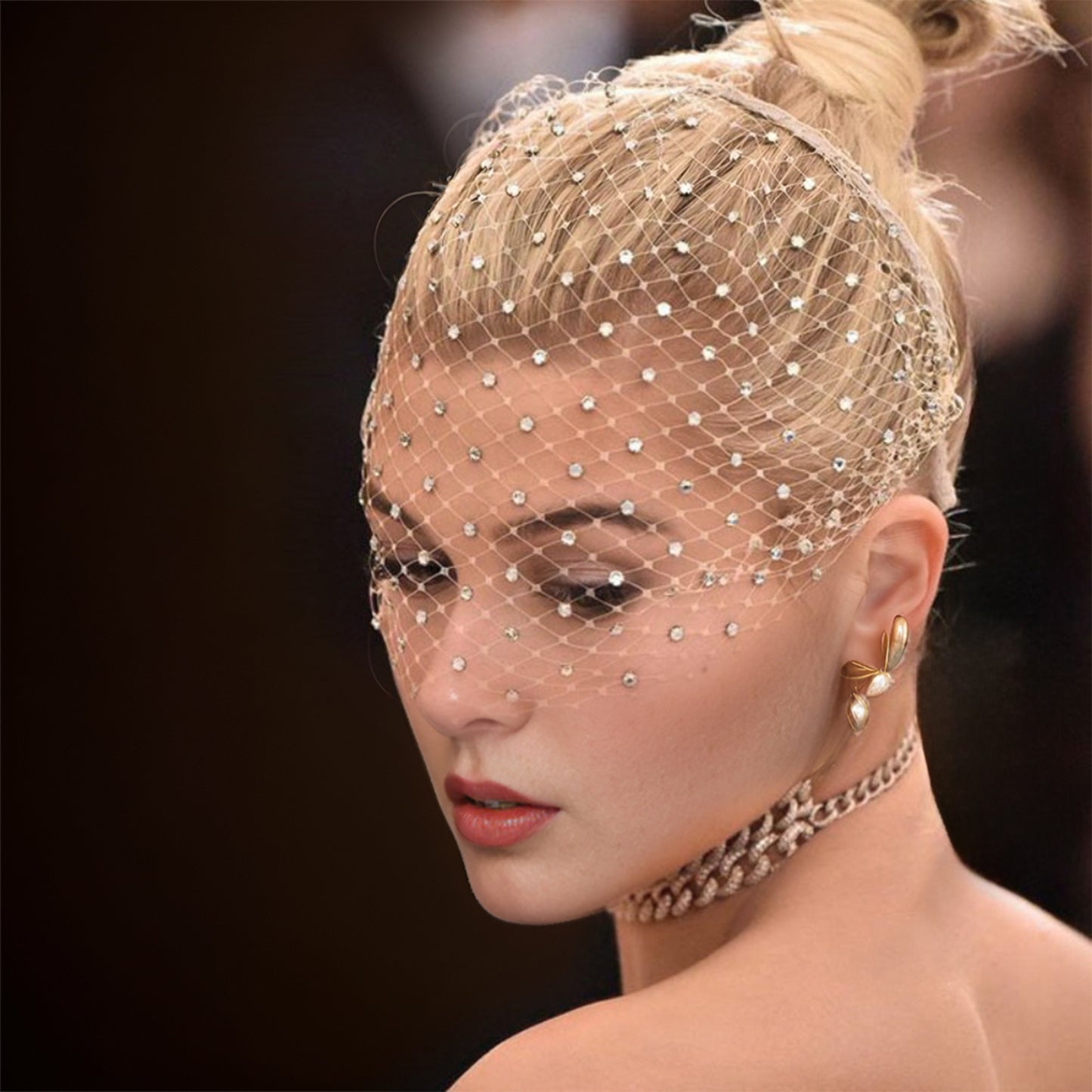 Sparkling Rhinestone Birdcage Bridal Veil Wedding - Bridella BMA16-M