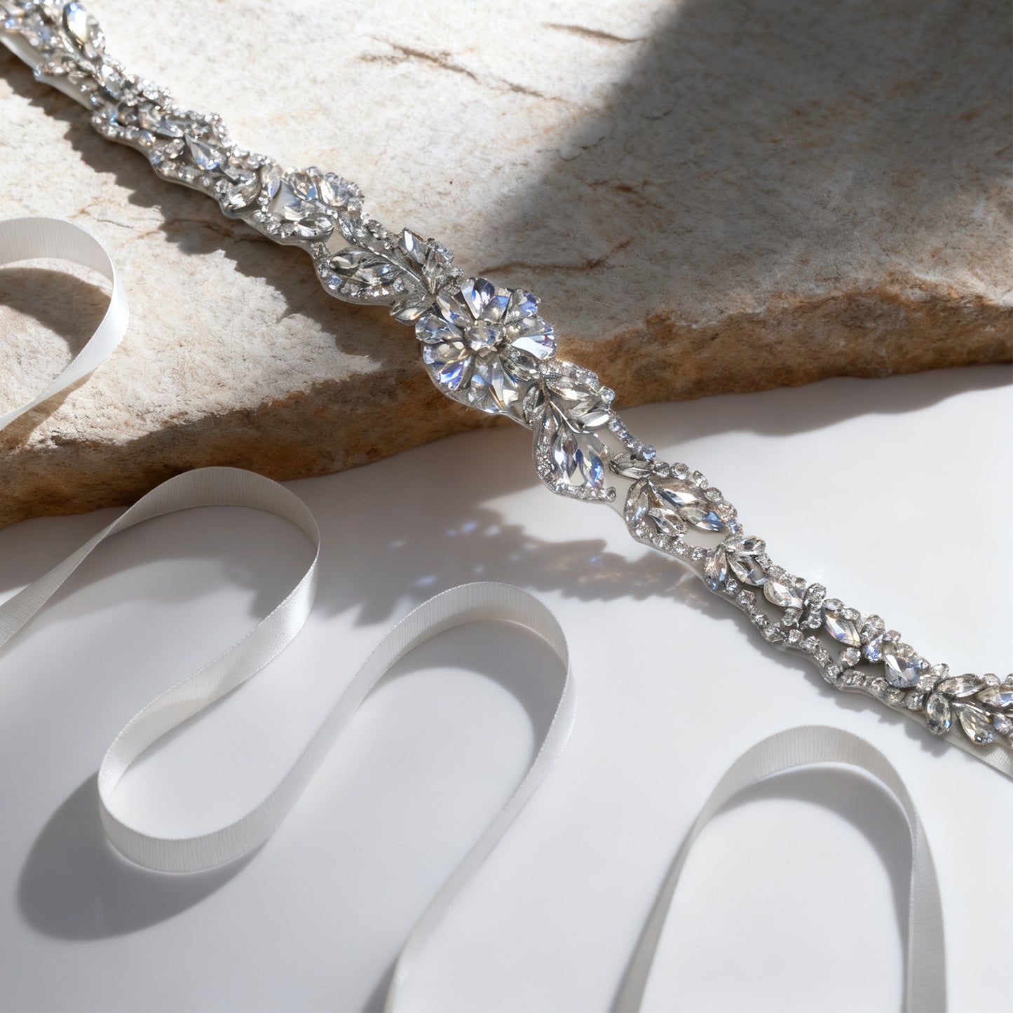 Bridella BS32 Off White Rhinestone Belt