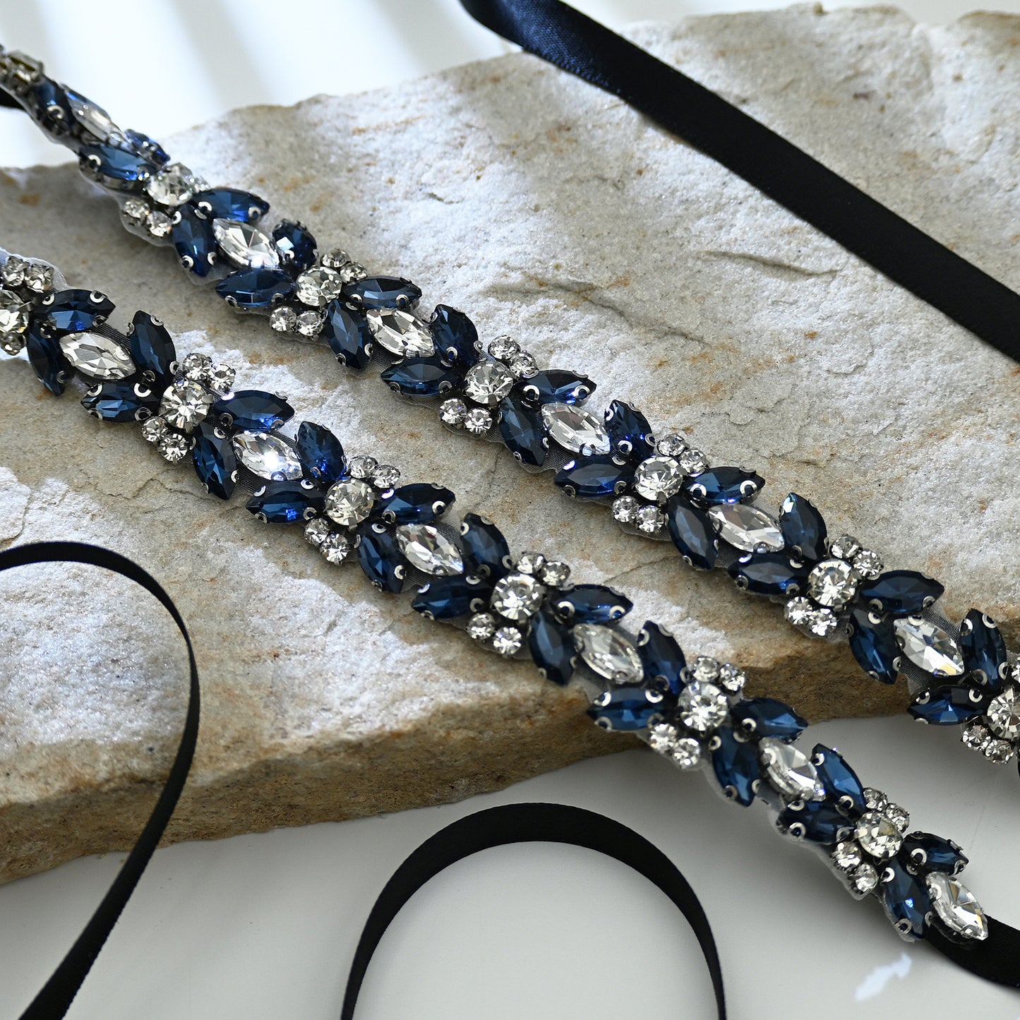 Bridella BS16ML Blue Rhinestone Belt