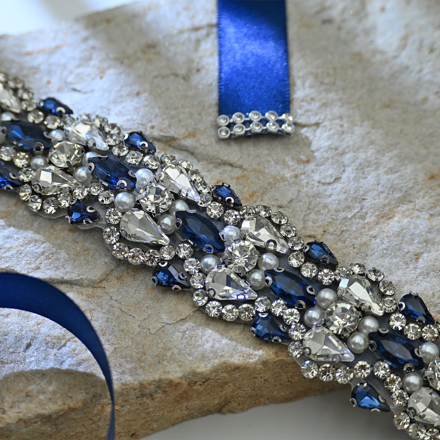 Bridella BS466ML Navy Rhinestone Belt