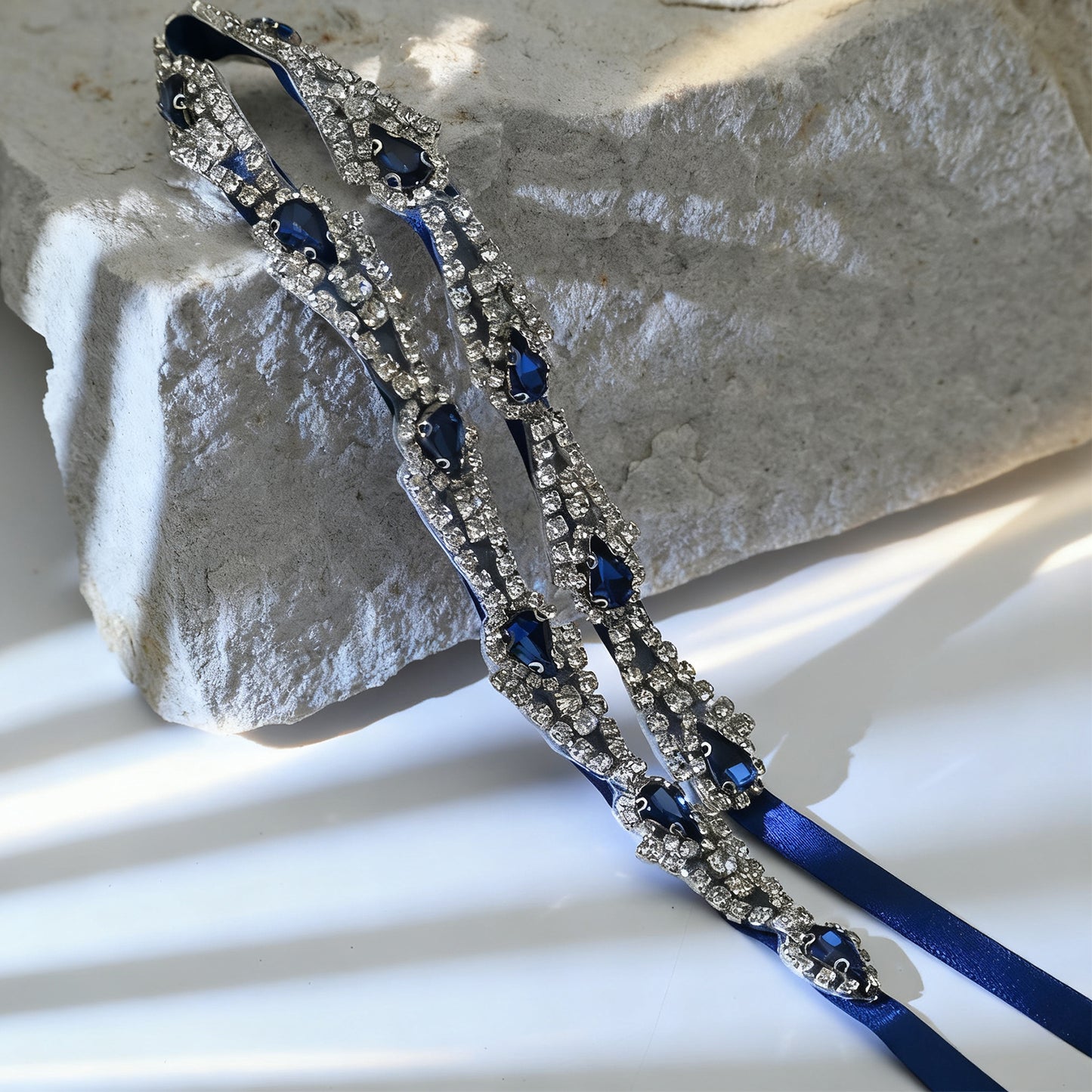 Bridella BS31ML Navy Rhinestone Belt