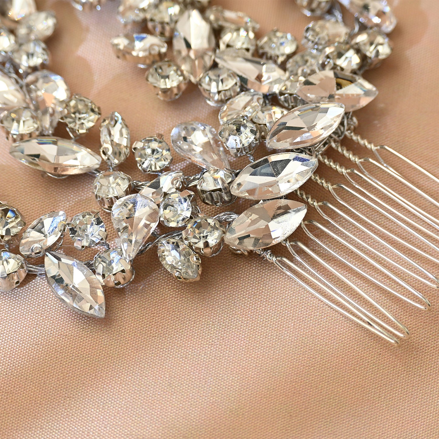 Bridella BHP489-S Silver Rhinestone Hair Comb