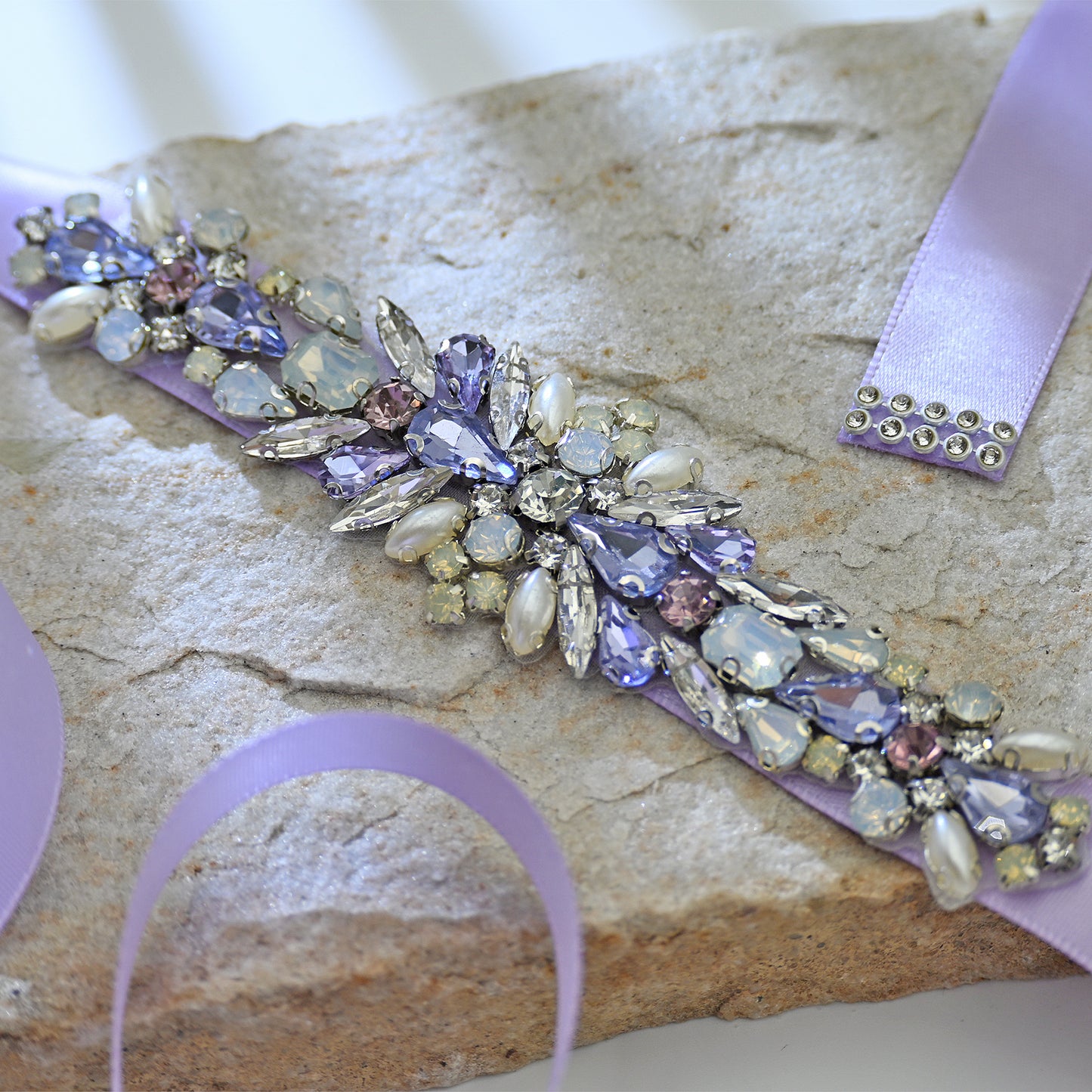 Bridella BS451L Lavender Rhinestone Belt