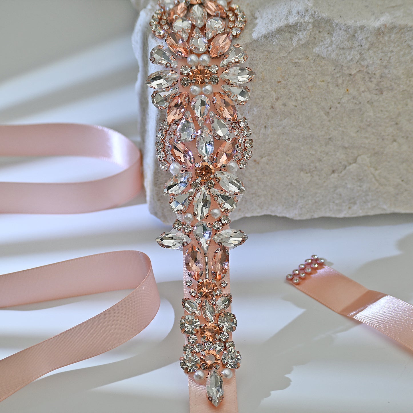 Bridella BS423 Rose Gold Rhinestone Belt