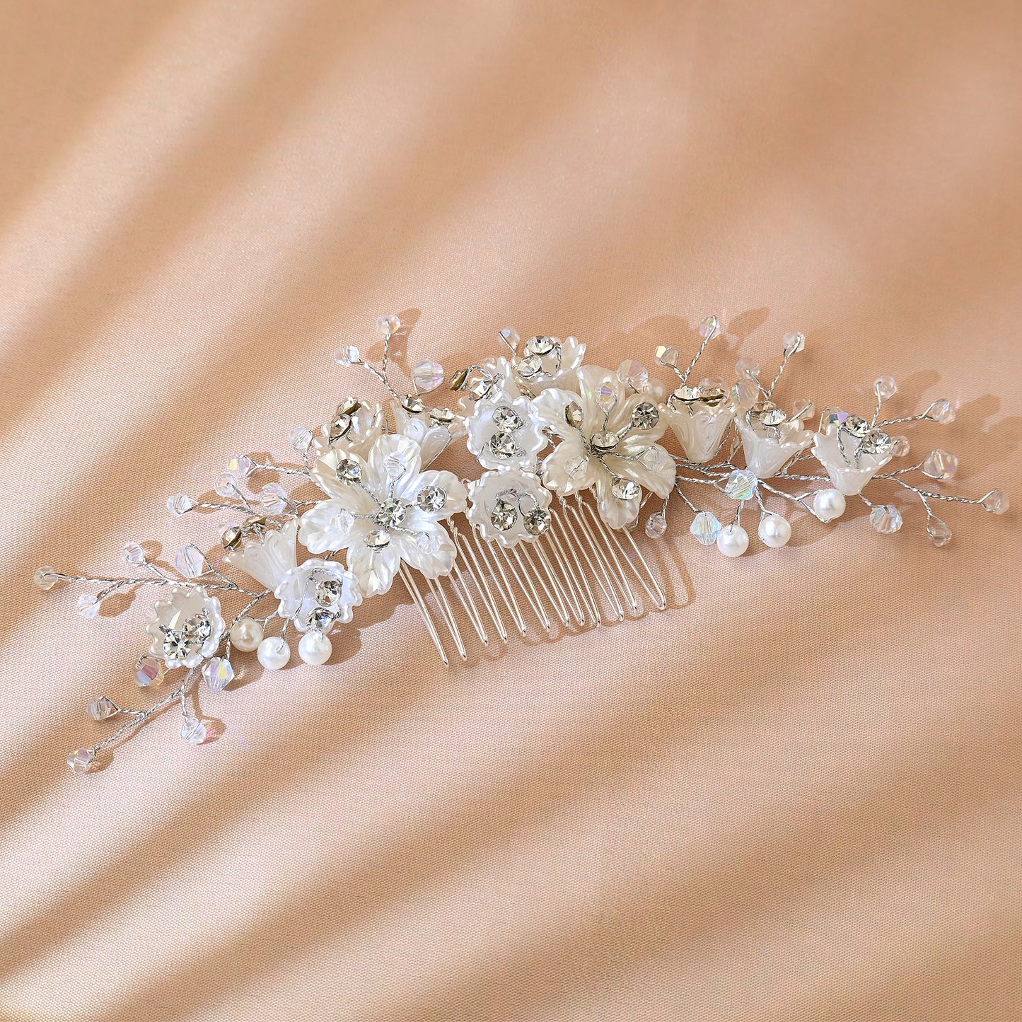 Pearl, Flower, Three Piece, Bride Headpiece Wedding