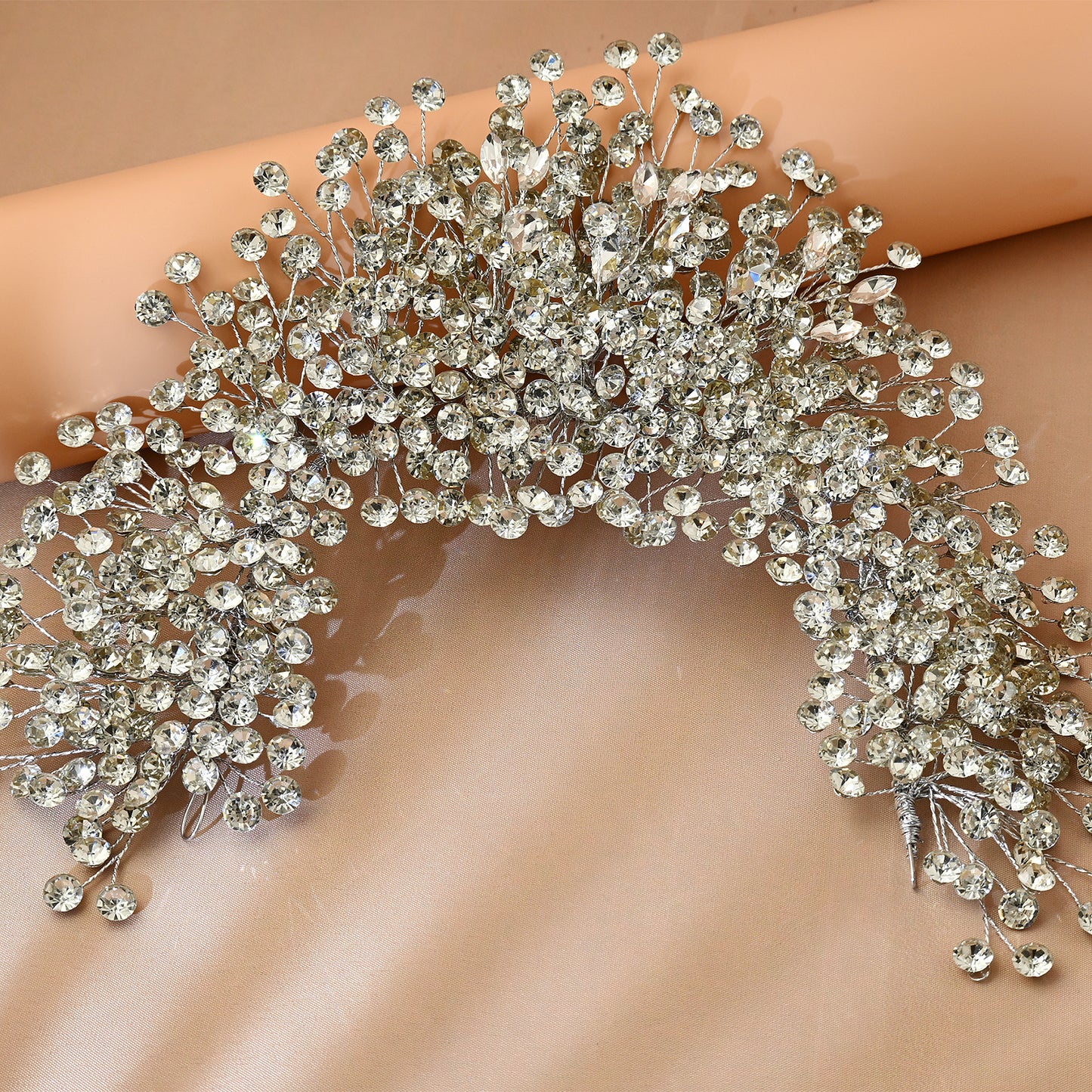 Bridella BHP376-S Silver Rhinestone Crown
