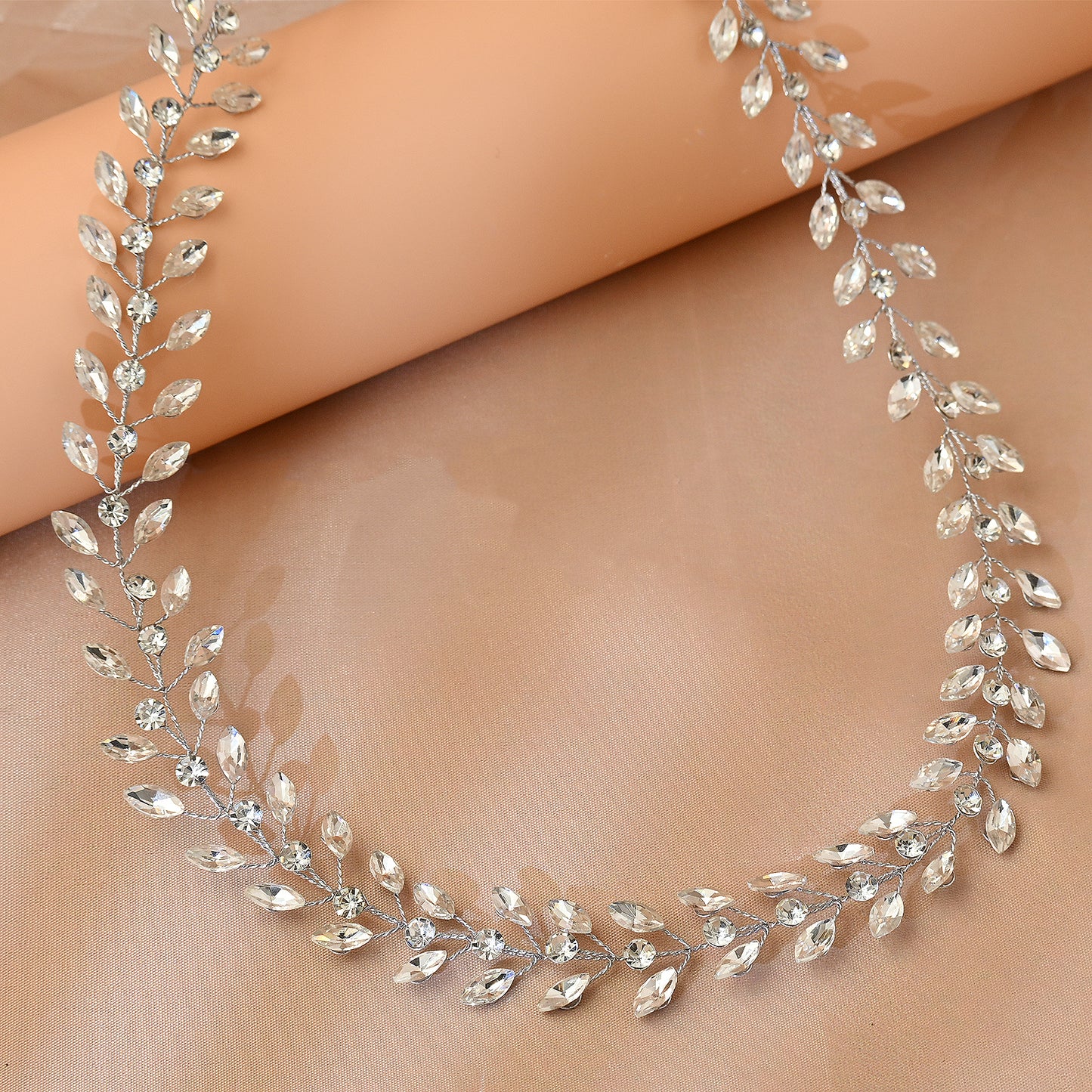 Silver Rhinestone Bridal Headband Wedding Hairpiece - Bridella BHP394