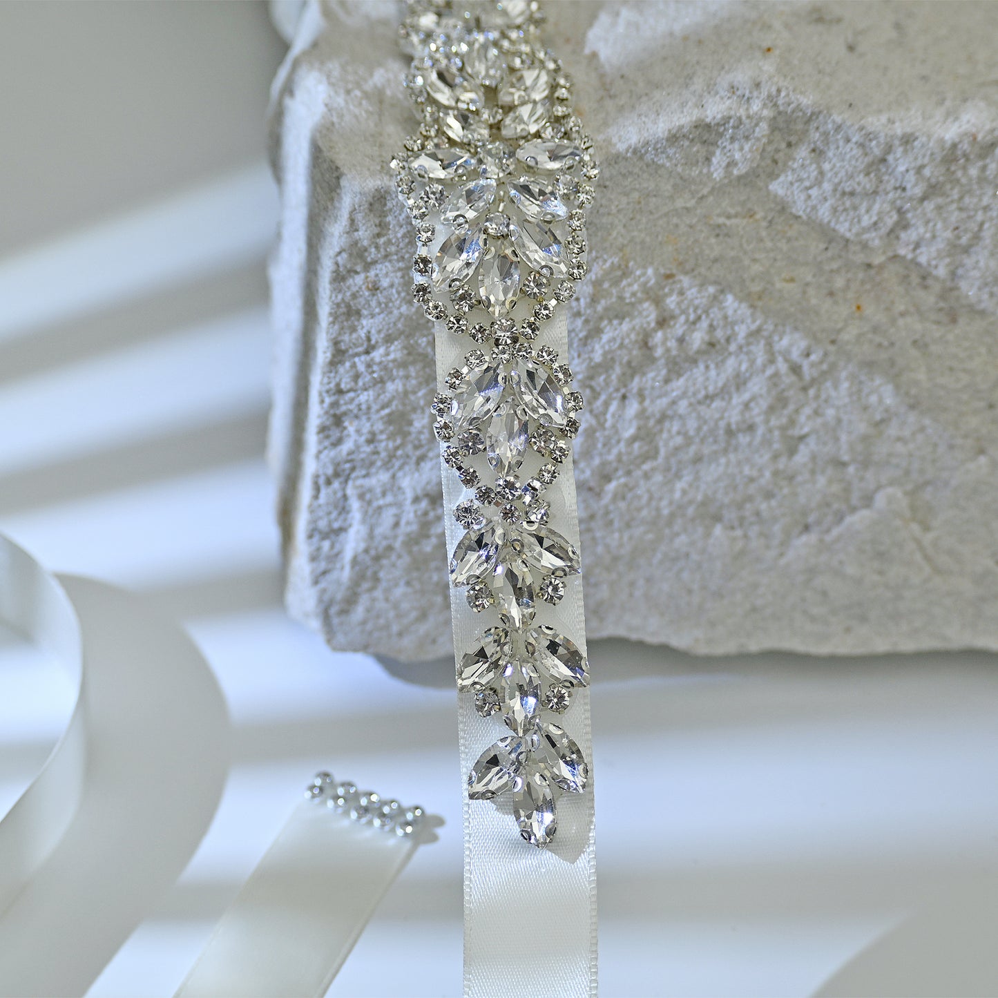 Bridella BS75 Off White Rhinestone Belt