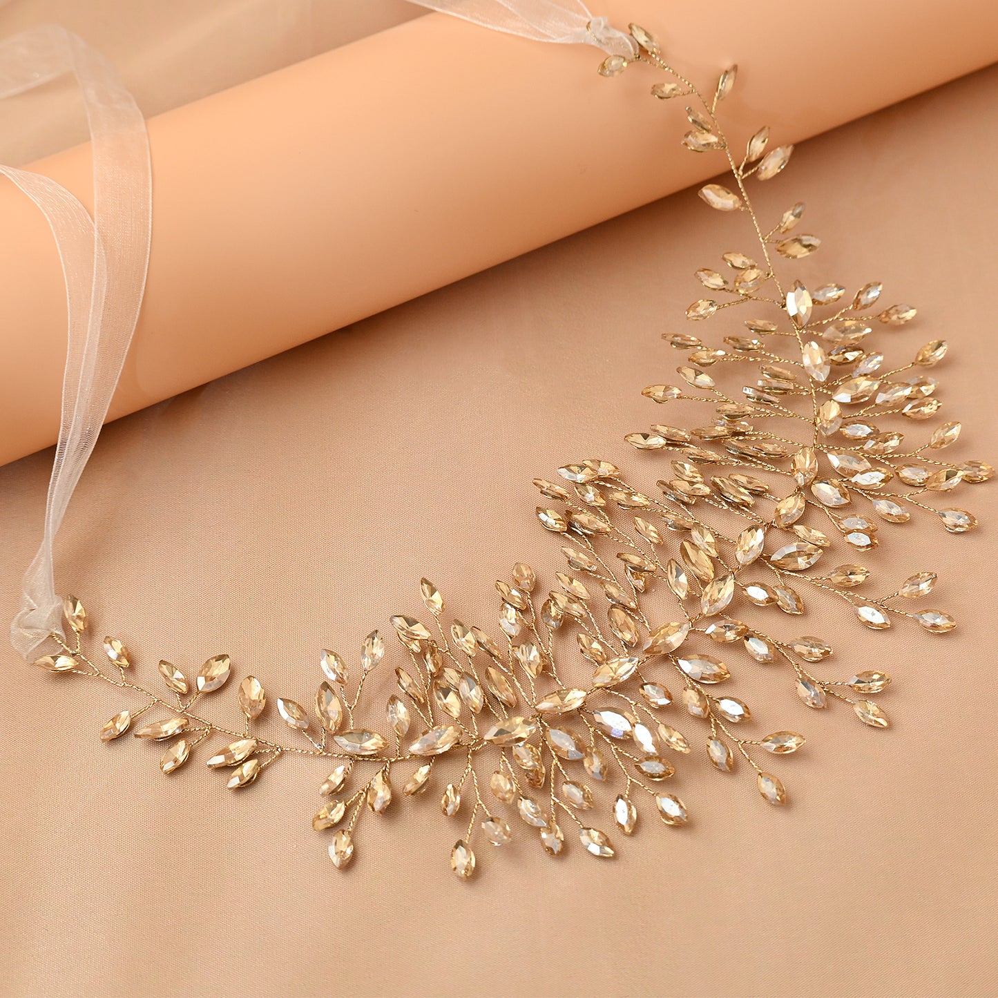 Bridella BHP237-Champagne Champagne Rhinestone Headband