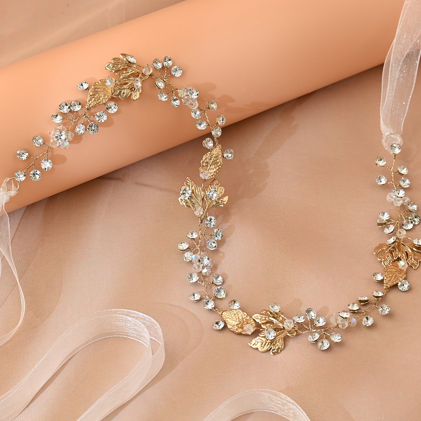 Bridella BHP122 Gold Rhinestone Headband