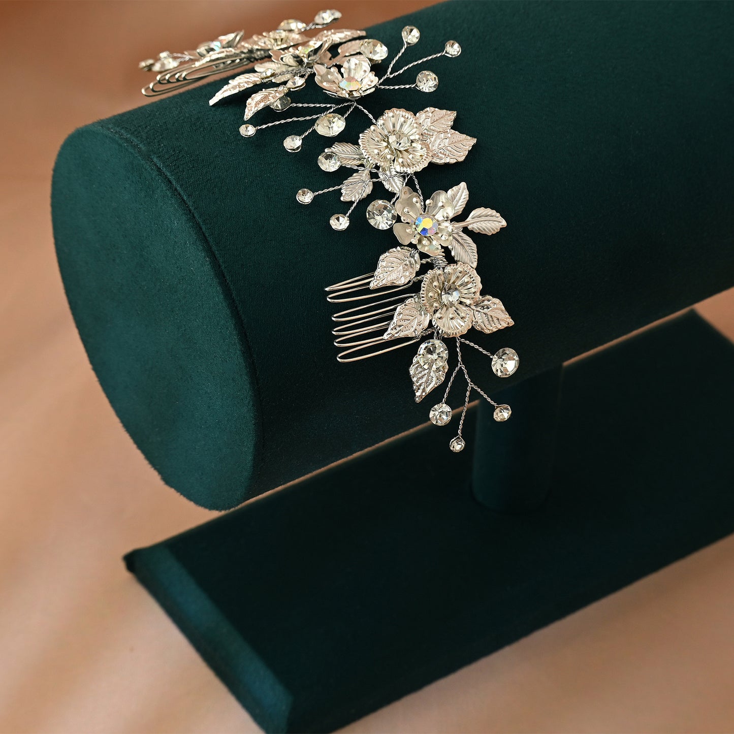 Bridella BHP523-S Silver Rhinestone & Pearl Tiara