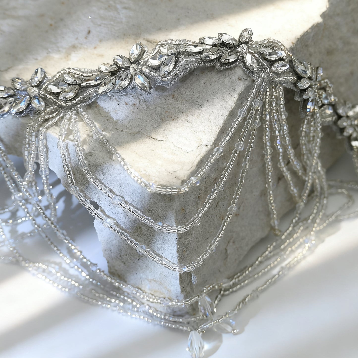 Bridella BS08 Off White Rhinestone Belt