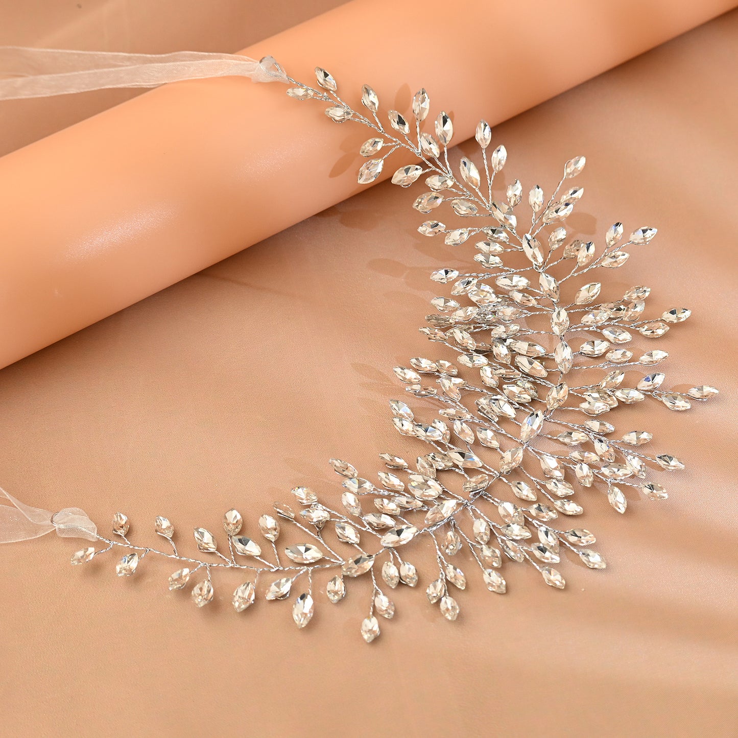 Silver Rhinestone Bridal Headband for Wedding - Bridella BHP237-S