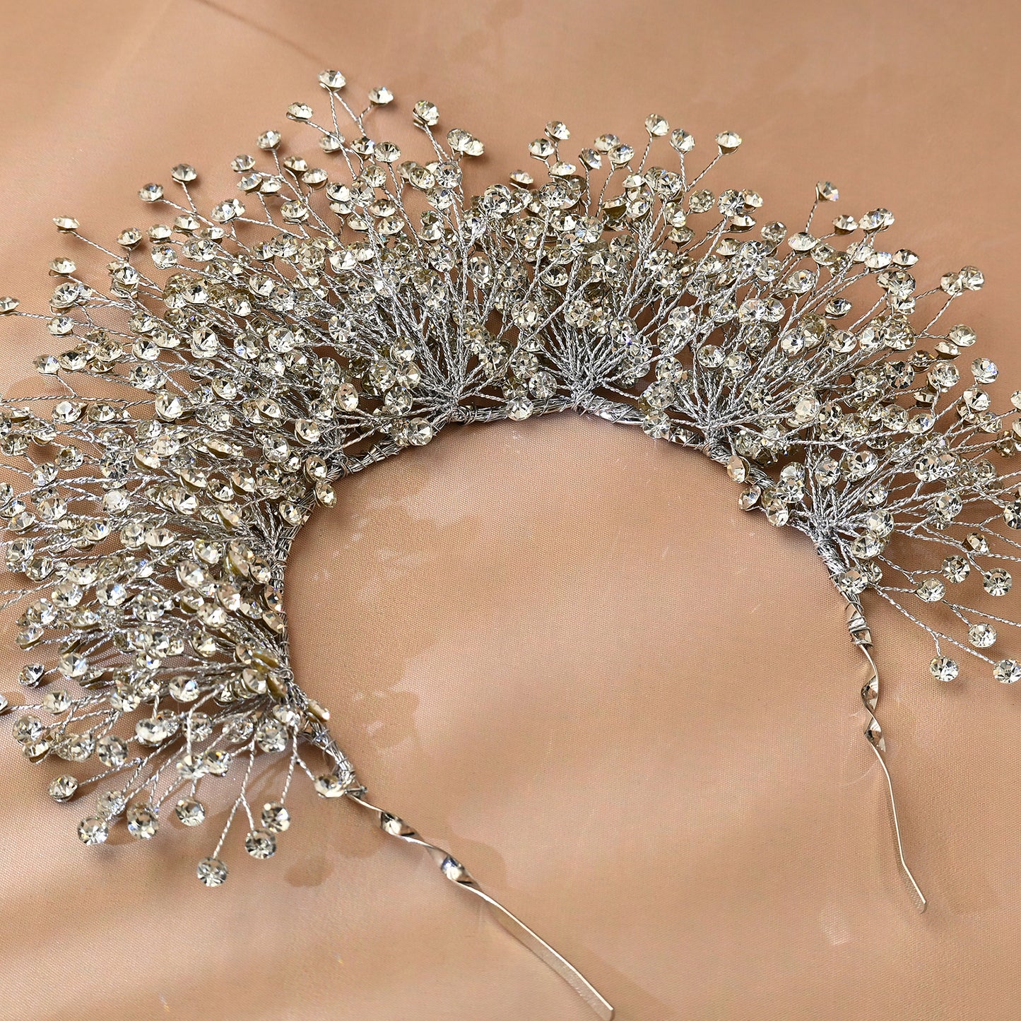 Sliver Rhinestone Bridal Tiara Crown - Bridella BHP193-S