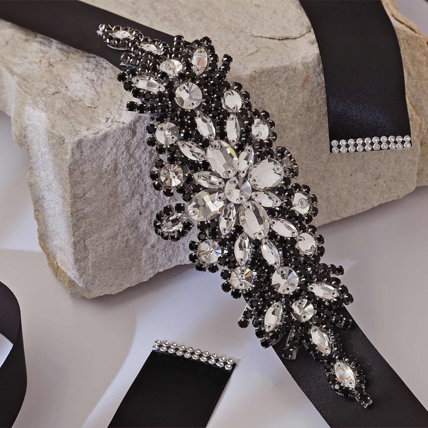 Black Rhinestone Bridal Belt – Bridella BS01B