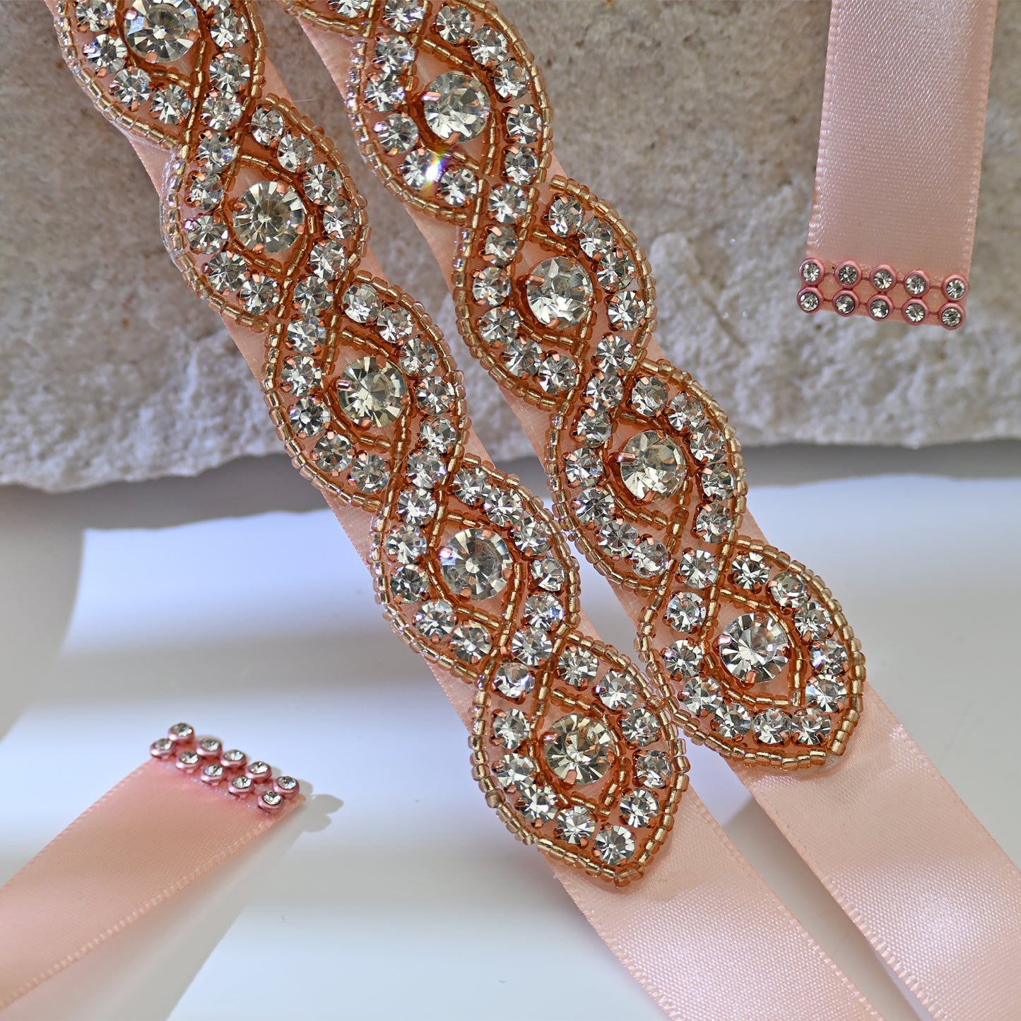 Bridella BS28RG Rose Gold Rhinestone Belt