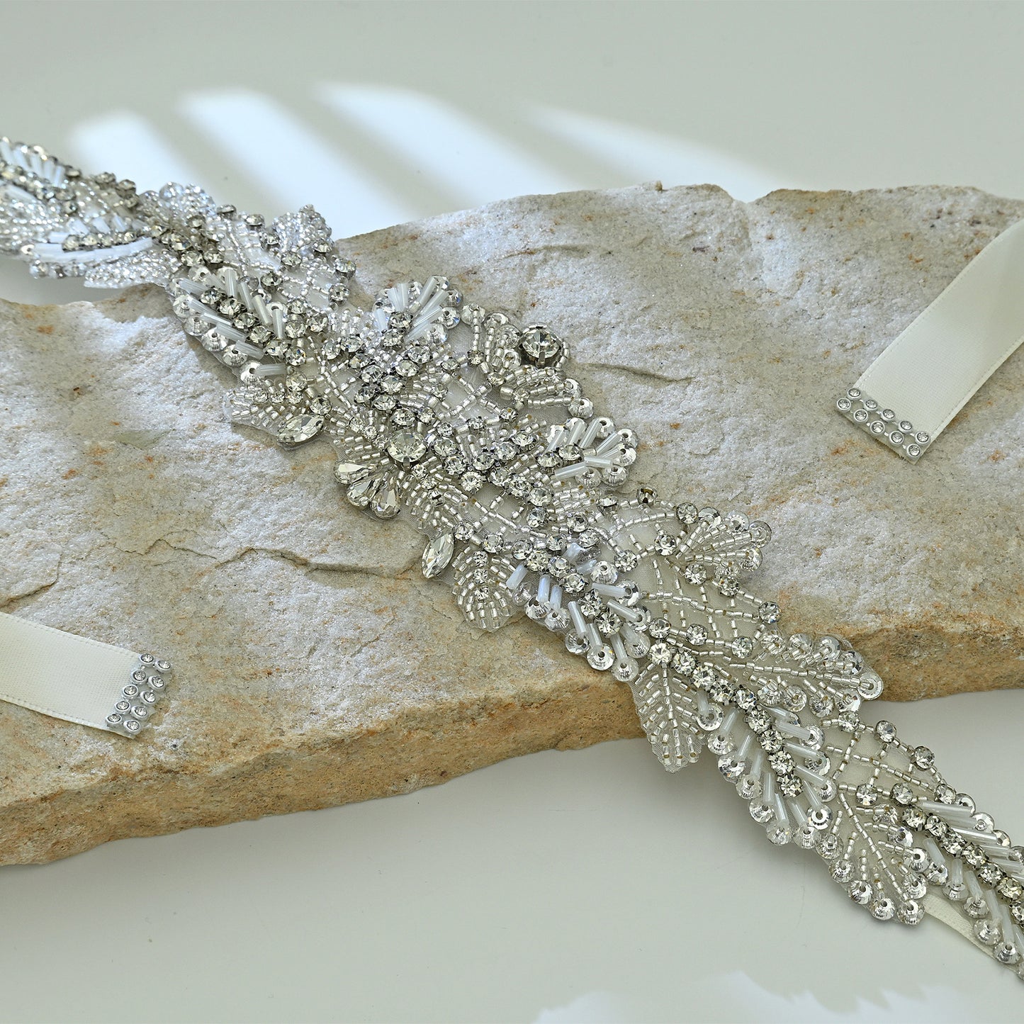 Bridella BS110 Off White Rhinestone Belt