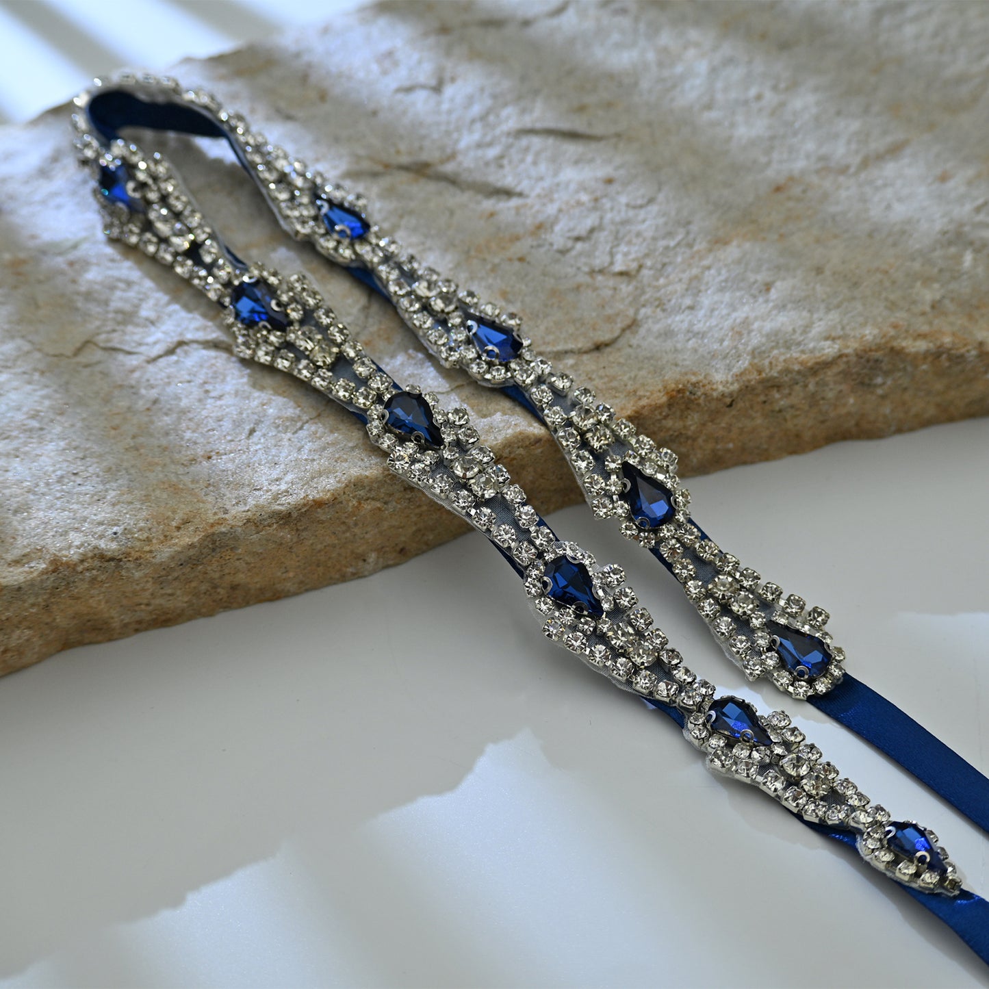 Bridella BS31ML Navy Rhinestone Belt