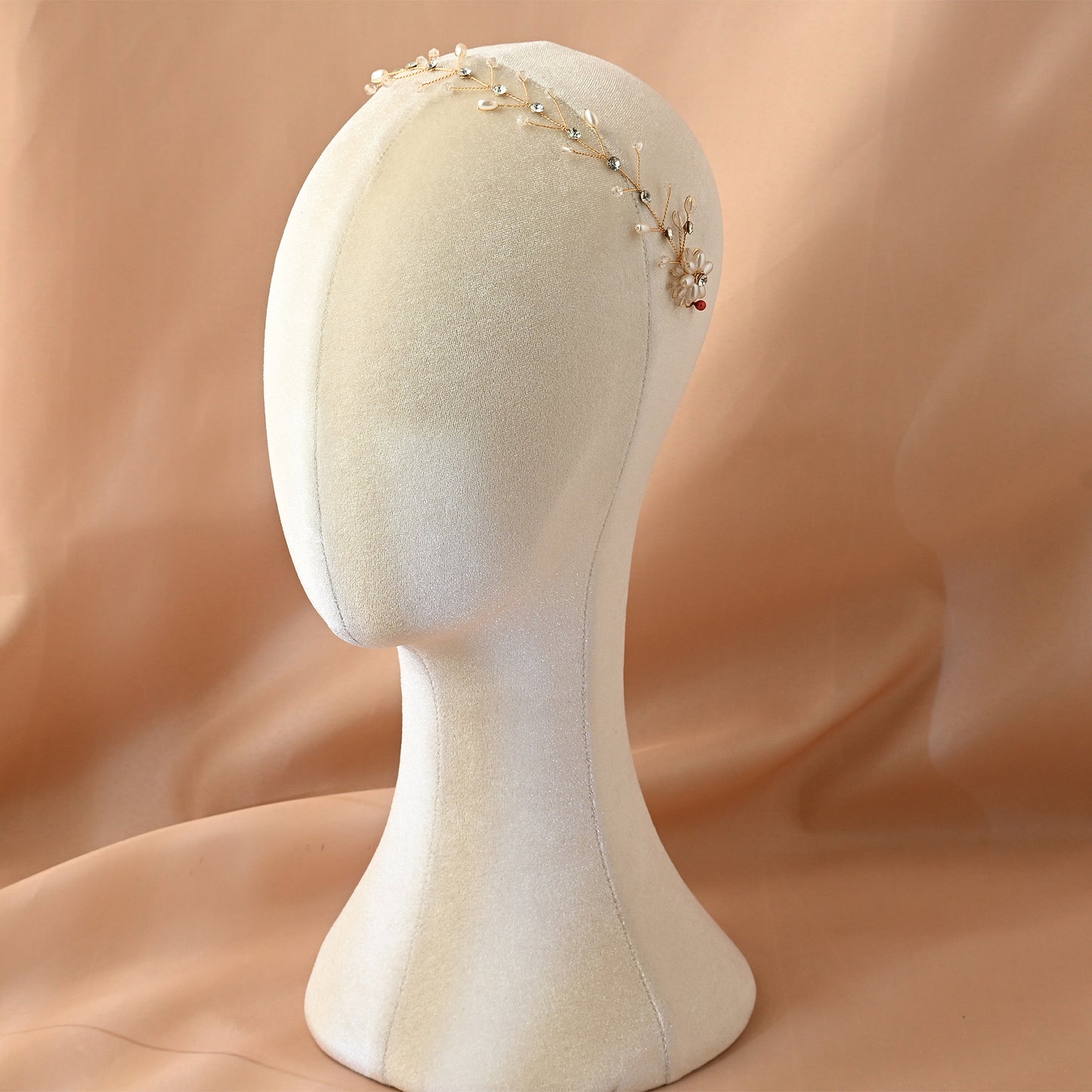 Bridella BHP35-G Gold Rhinestone & Pearl Headband